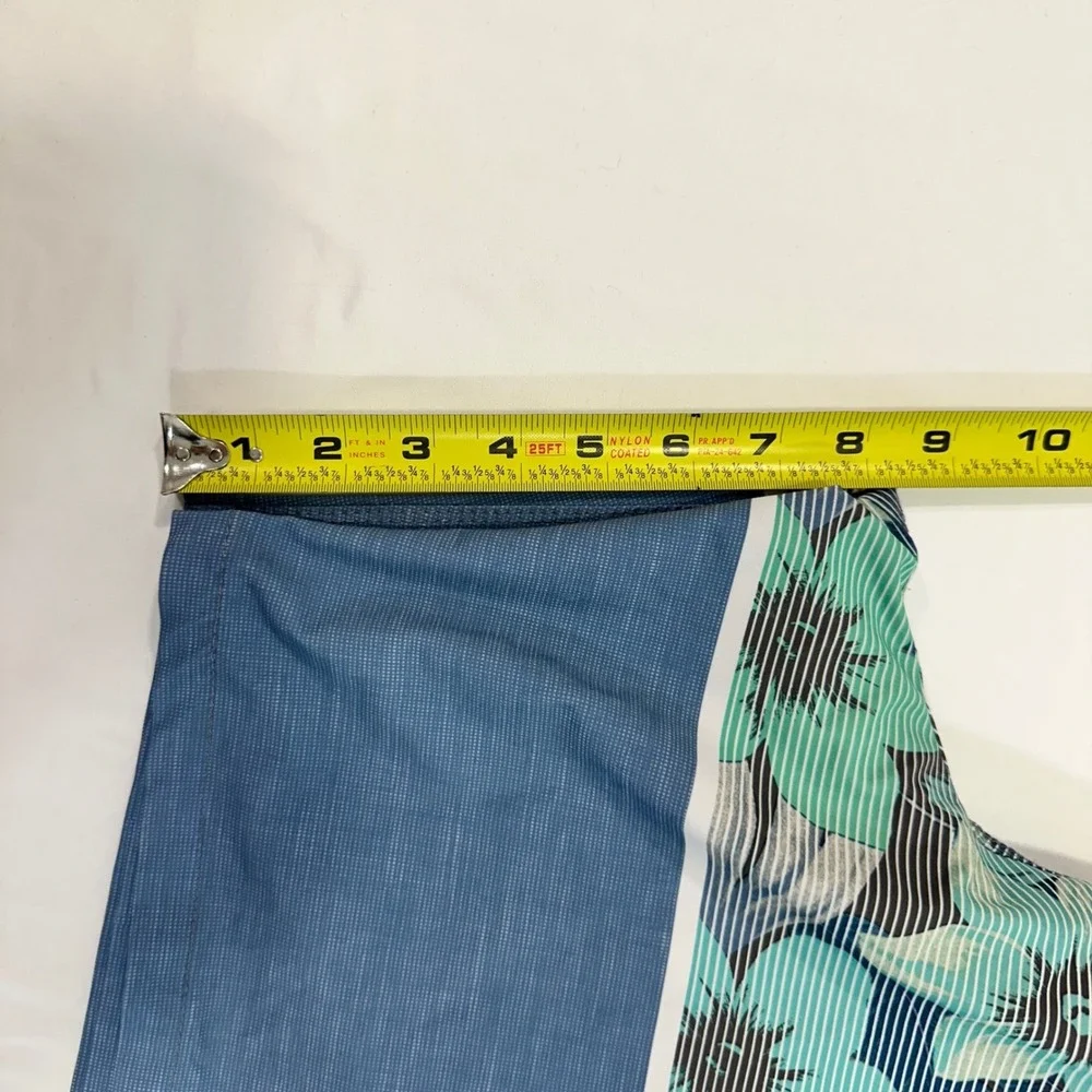 O'Rageous Floral Striped Board Shorts Mens 30 Blue Teal Zipper Pocket Surf core‎